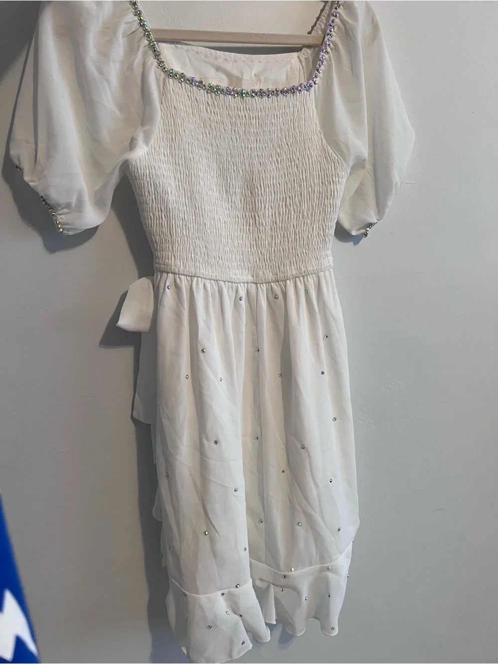 Weissman White Kids Dance Costume with Iridescent Rhinestones